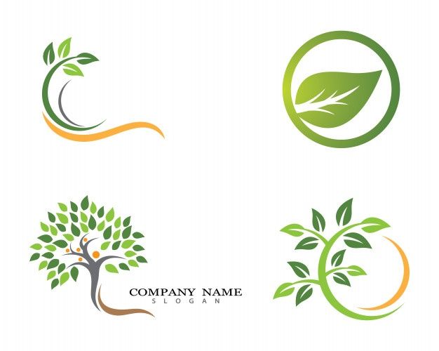 four different logos with leaves on them