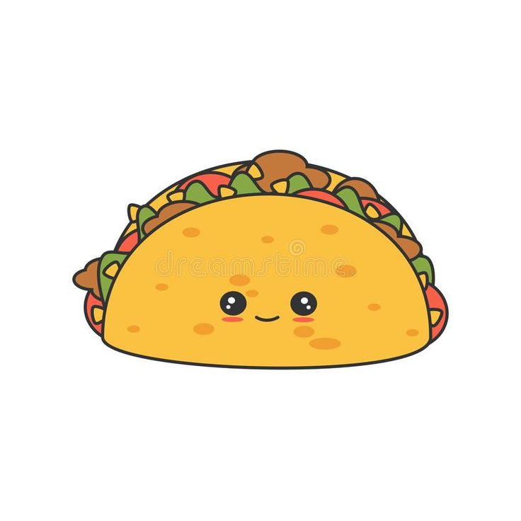 Cute cartoon vector tacos isolated on white background. Cute cartoon ...