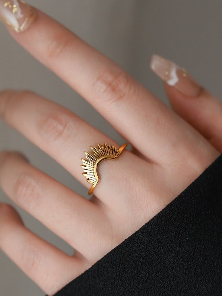 Non Tarnish Gold Sunburst Signet Ring, Celestial Gold Signet Ring, Sun and Star Gold Stackable Ring, Gift for Her - Etsy Fancy Gold Rings For Women, Gold Unique Rings, Tarnish Free Jewelry, Modern Gold Jewelry Unique, Modern Gold Rings Unique, Simple Ring Designs Gold, Gold Rings Designs For Women, Unique Gold Necklace Designs, New Ring Designs Gold