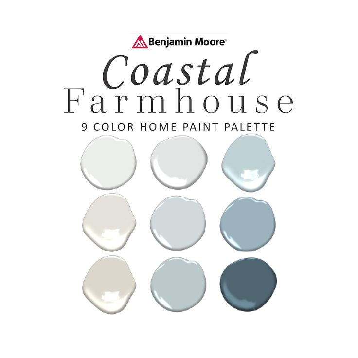 Coastal Farmhouse Paint Color Palette, Benjamin Moore, Blue, Beach ...