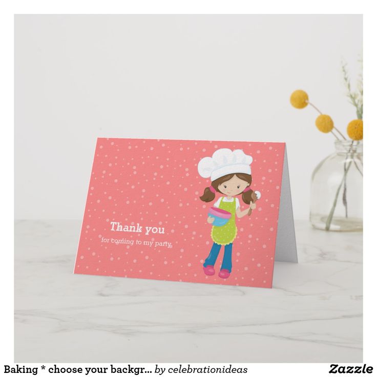 a greeting card with a cartoon girl holding a potted plant in front of it