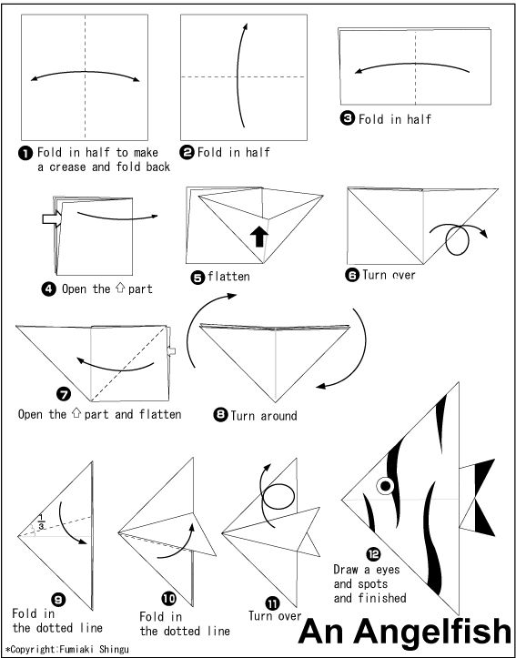 how to make an origami fish out of paper - step by step instructions