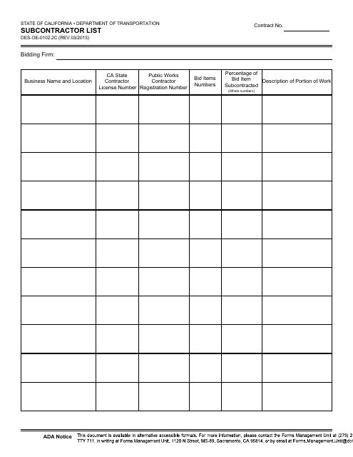 Form DES-OE-0102.2C - Fill Out, Sign Online and Download Fillable PDF ...