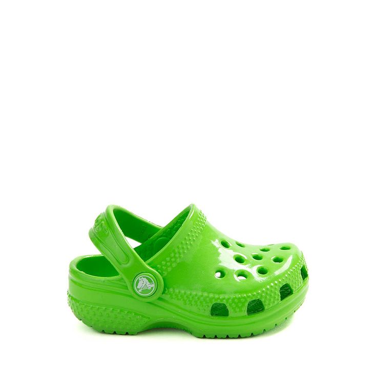 Crocs Littles™ High-Shine Clog - Baby - Green Slime | Journeys Kidz Green Crocs, Spring Break Essentials, Green Slime, Baby Green, Converse New, Vegan Brands, Oxford Heels, Famous Fashion, Crocs Shoes