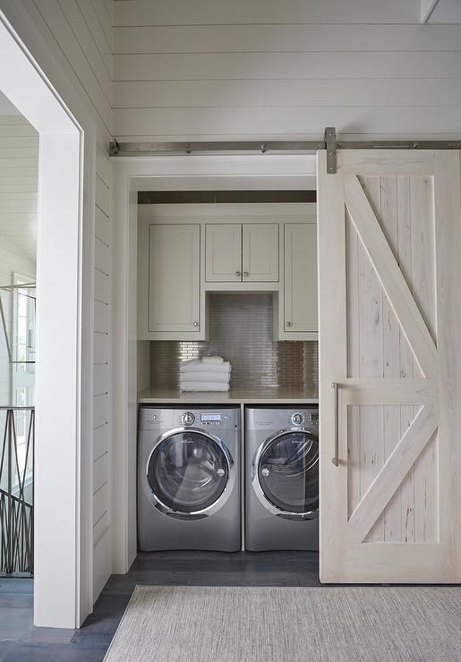 an instagram page with a door open to a washer and dryer