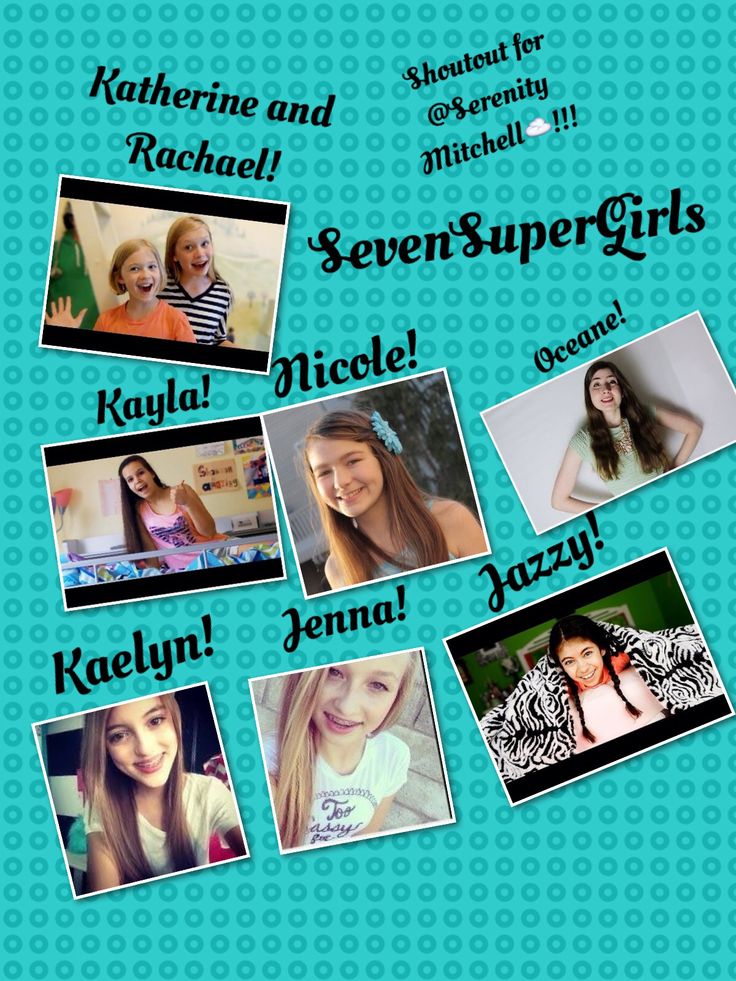 Sevensupergirls! Shoutout for @Serenity Mitchell☁️!!!! For a chance to get a shoutout in my next pin, comment down below your favorite ssg member! And, if you have more than one, than list the ones you love! My favorite is Jenna, Nicole, Jazzy, and Katherine and Rachael! See Ya! Seven Super Girls Kaelyn, Seven Super Girls, Girls Are Awesome, Super Girls, Brooklyn And Bailey, Youtube Stars, Favorite Youtubers, Girls Rules, Girls World