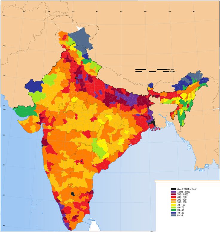 a map of india showing the percentage of people living in each country