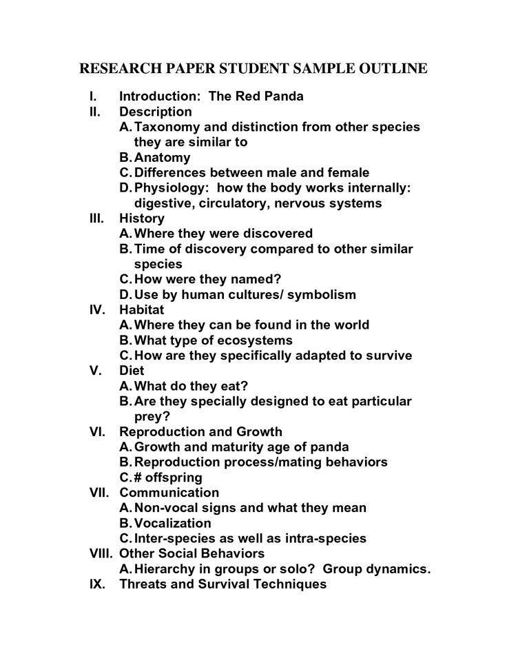 an orange and white paper with the words research paper student sample outlines on it