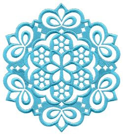 a blue doily with an intricate design on it