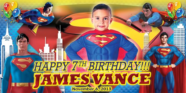 a birthday card with supermans and the words happy 7th birthday, jamesvance