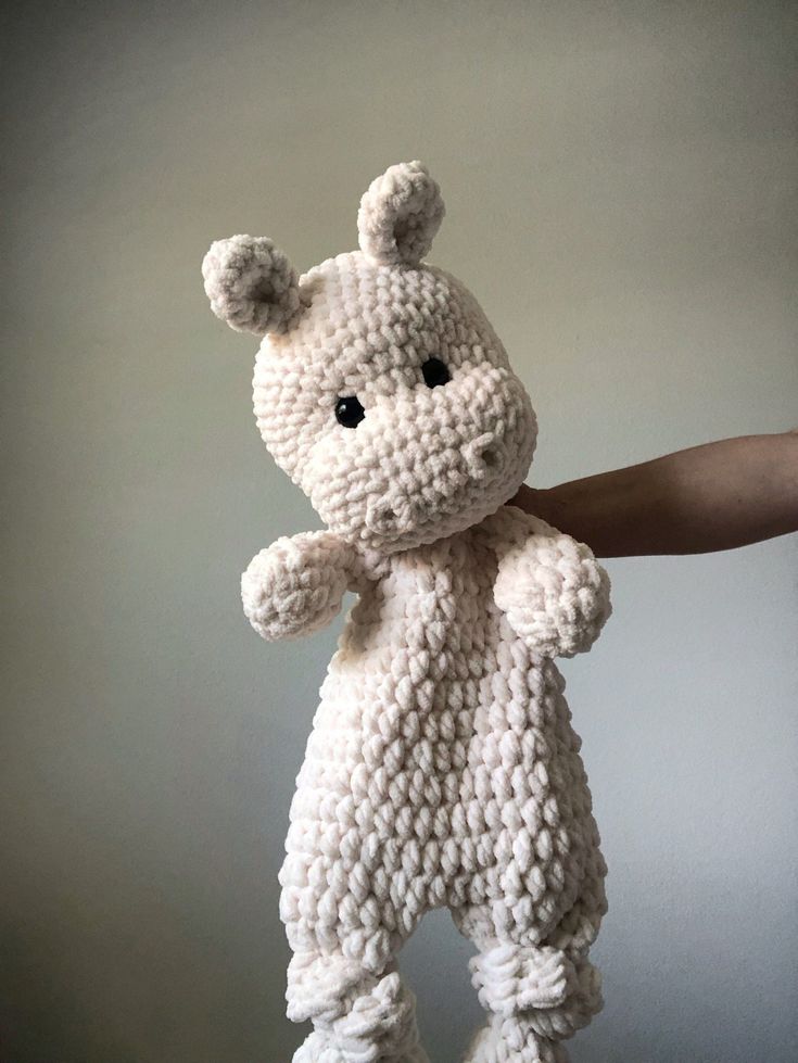 Creamy White Extra Large Crochet Hippo Snuggler & Lovey Knitting Plushies, Crochet Hippo Pattern, Crochet Snuggler, Crochet Stuffed Animals, Knitted Stuffed Animals, Lovey Crochet, Crochet Hippo, Best Baby Toys, Crochet Hearts