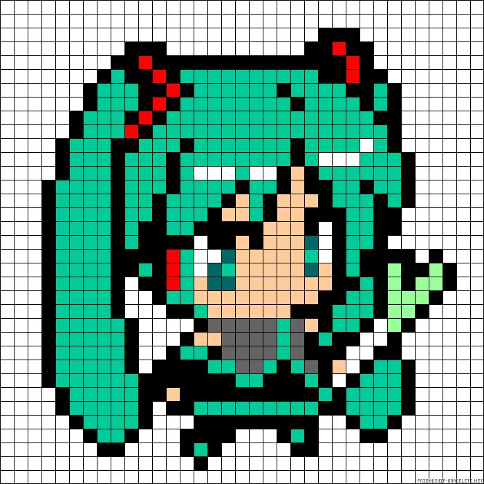 the pixel art is designed to look like an old school video game character with green hair and