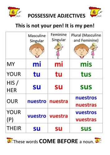 Pin by Lola Lefebvre on Learning spanish | Learning spanish, Possessive ...