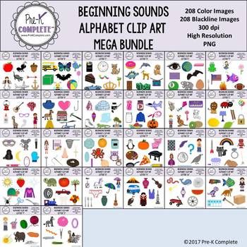 Beginning Sounds Alphabet Clip Art Mega Bundle A-Z - Phonics Clip Art ...