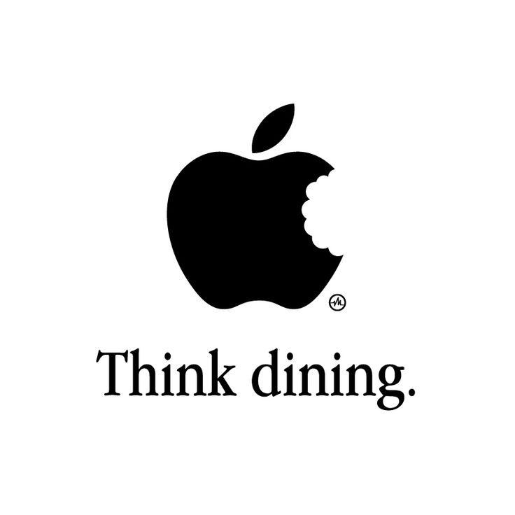 an apple logo with the words think dining