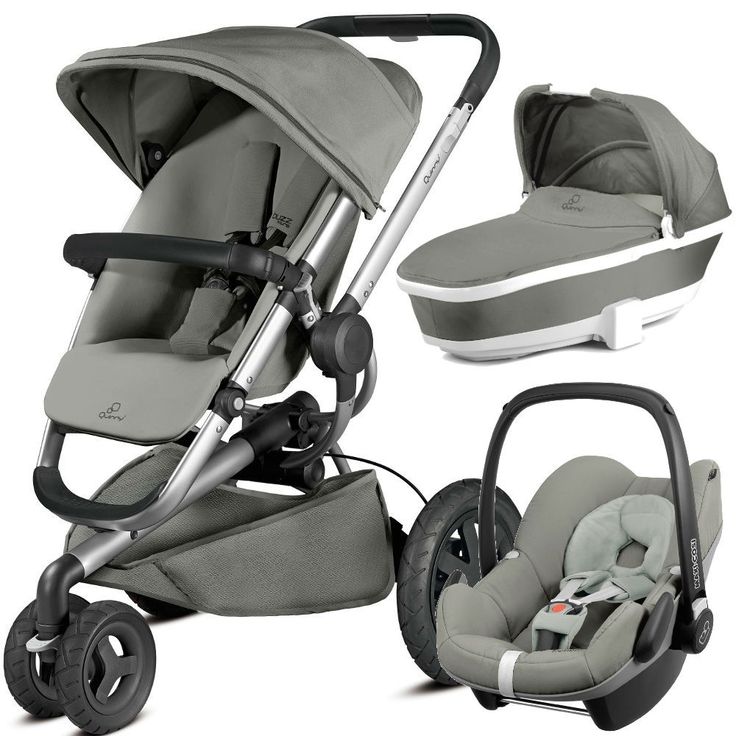 the stroller and car seat are both grey