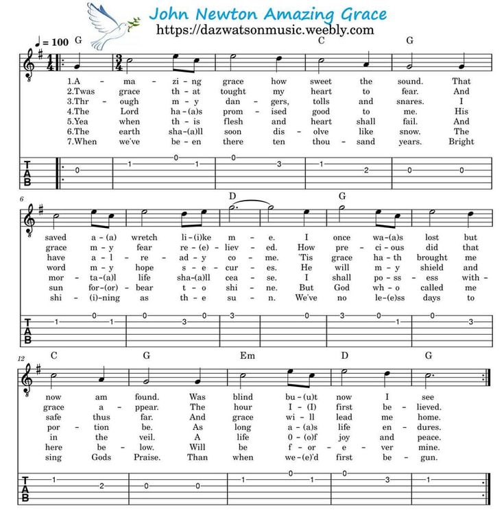 sheet music with the words john newton amazing grace