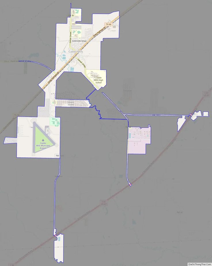 Road map of Caddo Mills in 2024 | Mill city, Caddo mills, City