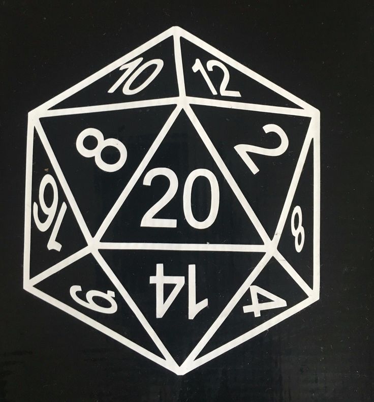 a white d20 dice on a black background with the numbers twenty and nine below it