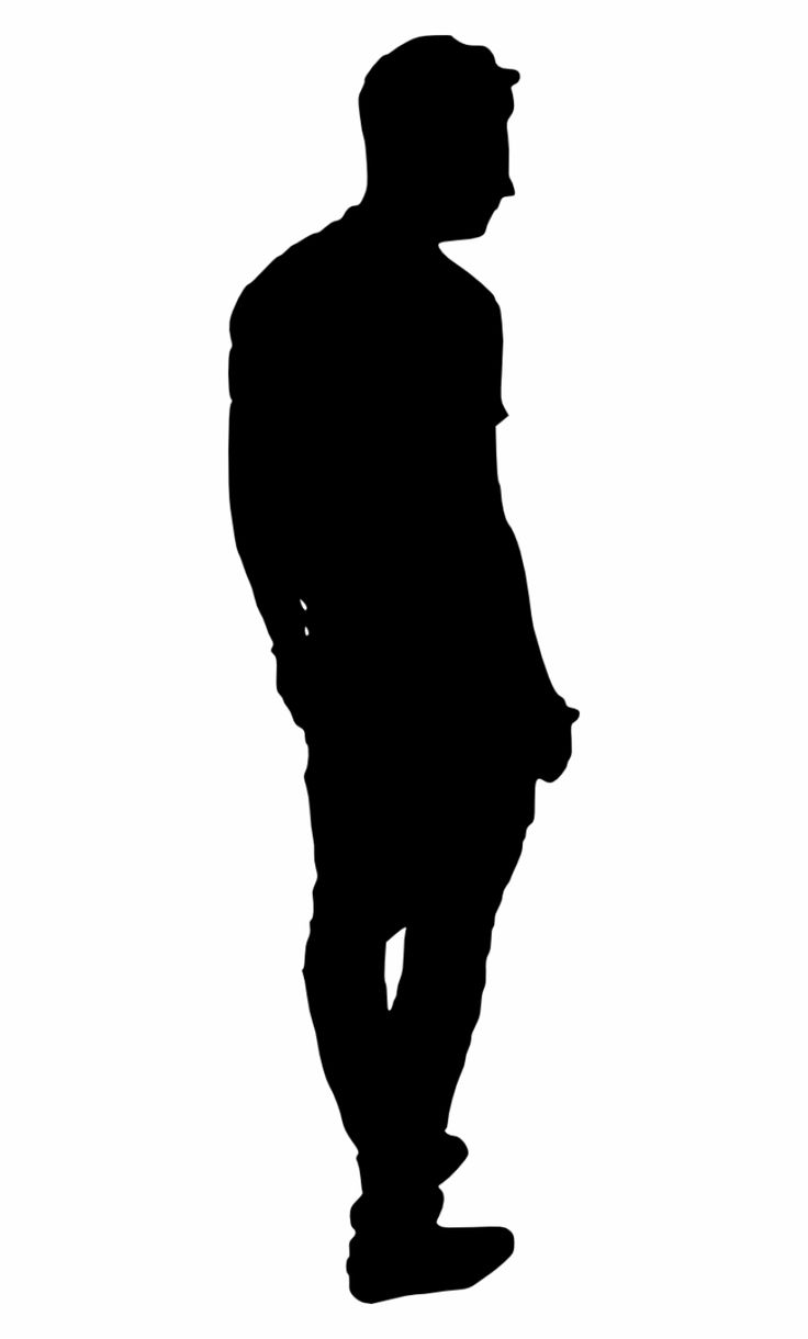 the silhouette of a man standing in front of a white background