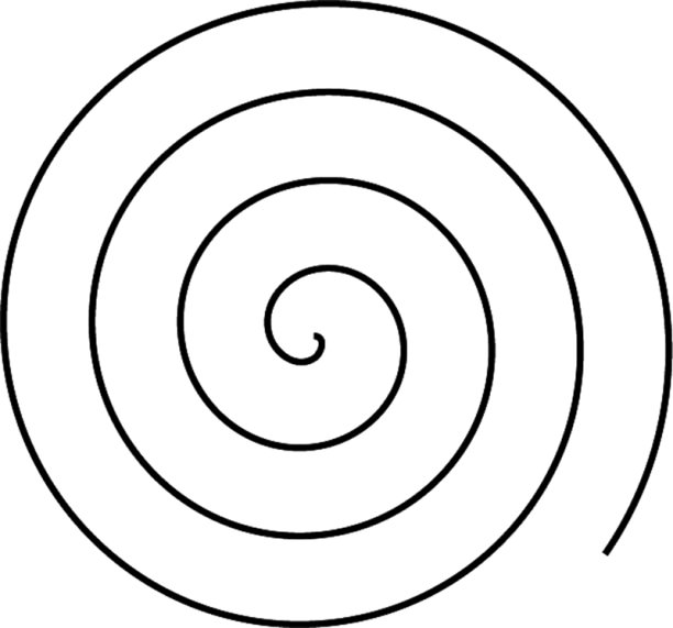 a black and white drawing of a spiral