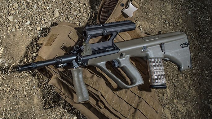 Steyr’s AUG A3 M1 delivers 5.56mm firepower for 24/7 home defense. Aug A3, Tactical Life, Steyr, Home Defense, Modern Warfare