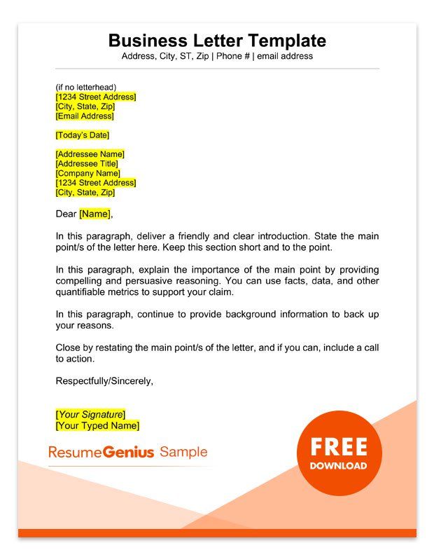 a business letterhead with an orange and yellow background