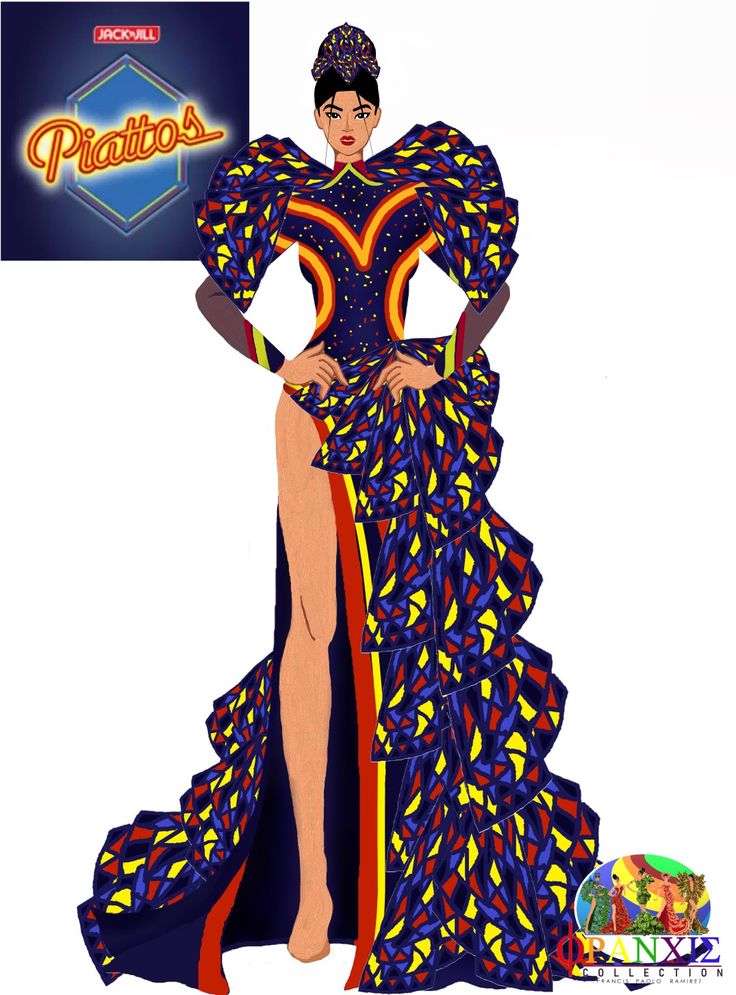 a drawing of a woman in a colorful dress with the word piratos on it