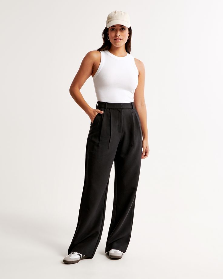 Women's Curve Love A&F Sloane Tailored Wide Leg Pant | Women's Bottoms | Abercrombie.com Sloane Tailored Pant, Tailored Pants Women, Wide Trousers, Classic Wardrobe, Loose Jeans, Sweater Dress Midi, Wide Leg Pant, Tailored Pants, Tailored Trousers