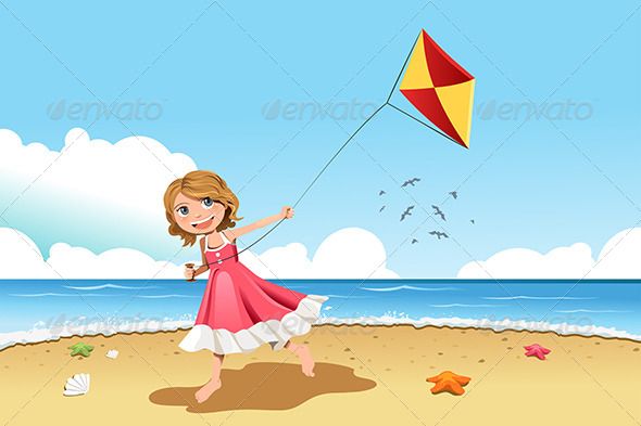 Beach Cartoon, Kites For Kids, Sea Illustration, Go Fly A Kite, Kite Flying, Picture Postcards, Girls Illustration, Mini Canvas Art, Rangoli Designs