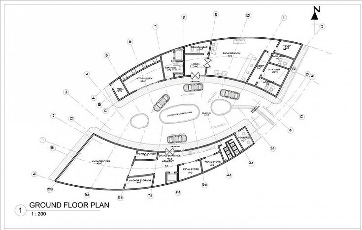 the ground plan for an office building