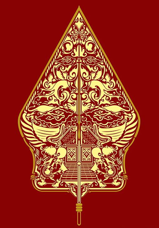 a red and gold card with an ornate design on the back side, in front of a red background