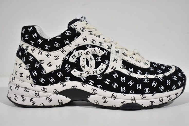 Chanel 22A Black White Suede Printed CC Logo Flat Runner Trainer Sneaker 39 ********** Chanel ********** Brand: Chanel Size: 39 (know your Chanel size) Name: Trainer Color: Black &; White Style: 22A Style#: G39230 X56690 K4721 Material: Printed Suede Calfskin Lace up tie front Chanel white CC side logo Black and white CC logo printed suede calfskin material Large CC bottom logo *** SOLD OUT SUPER RARE *** Brand new in box, comes with original box and dust bag 100% Authentic or your money back Great gift I ship worldwide Any other questions just ask, I will be happy to answer them eBay store powered by Shopping Feed. Chanel Tennis, Logo Black And White, Chanel Black And White, Chanel Sneakers, Chanel White, Lace Flats, Chanel Brand, Chanel Pearls, Suede Tote