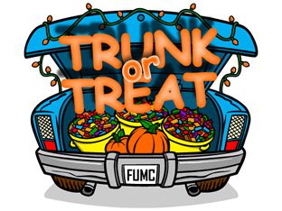 the trunk or treat car is decorated with pumpkins and candy