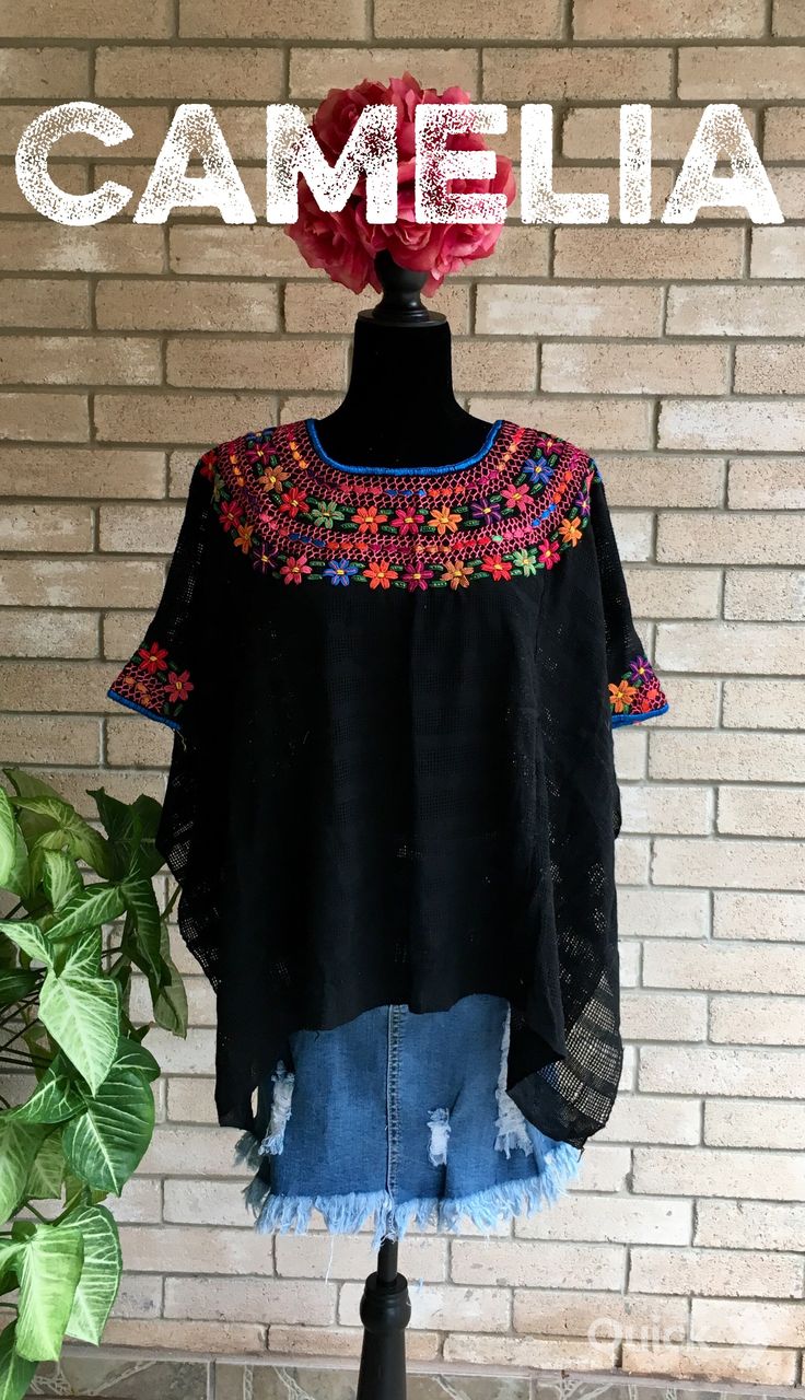 Guatemalan hand loomed and silk embroidered cover up. Perfect to use at the beach, pool or for daily wear over a tank top. Open sides and embroidery detail around neck and arms. Silk embroidery and cotton loomed thread. Made of 3 pieces of loomed fabric which are connected with thread. SIZE CHART: GUATEMALAN HUIPIL COVER UP WIDTH LENGTH ONE SIZE 37" 25" approximate measurements are in inches CARE:• Hand wash in cold water. • Lay flat to dry.• Do not iron. Please contact us if item is out of stoc Thread Size Chart, Mexican Blouse, Blouse Sale, Design Research, Silk Embroidery, Hand Loom, Beach Pool, Embroidery Details, Embroidered Silk