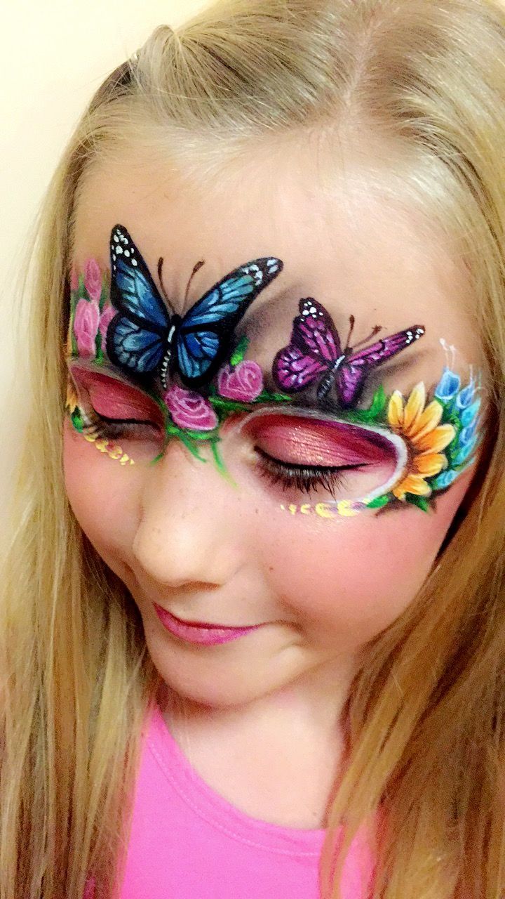 Butterfly face painting by Kel Mcilwain #butterflyfacepainting #butterflyfacepaint #3Dbutterfly ... #kelmcilwain . Painted this on my beautiful daughter . Butterfly face painting . Face Paint Butterfly, Butterfly Face Painting, Paint Butterfly, Face Painting Images, Adult Face Painting, Butterfly Face Paint, Girl Face Painting, Butterfly Makeup, Butterfly Face