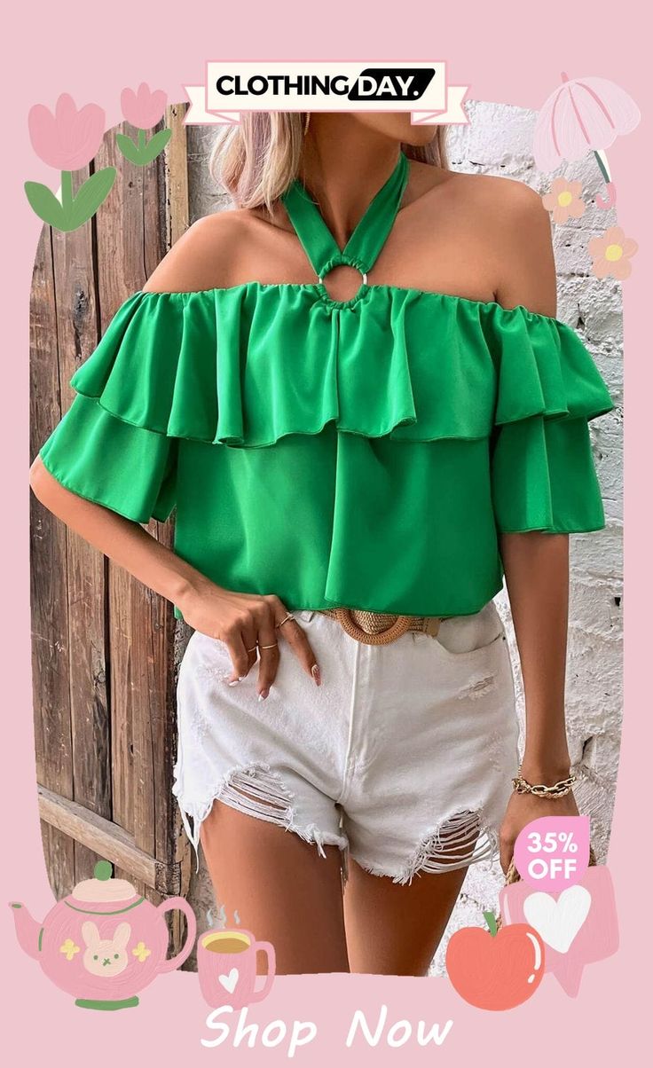 Halter Neck Ruffled Layered Blouse Layered Blouse, Neck Ruffle, Halter Neck, Shop Now, Free Shipping, Clothes