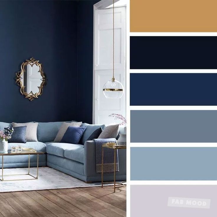 The Best Living Room Color Schemes - Gold + Gray + Blue Color Palette ...