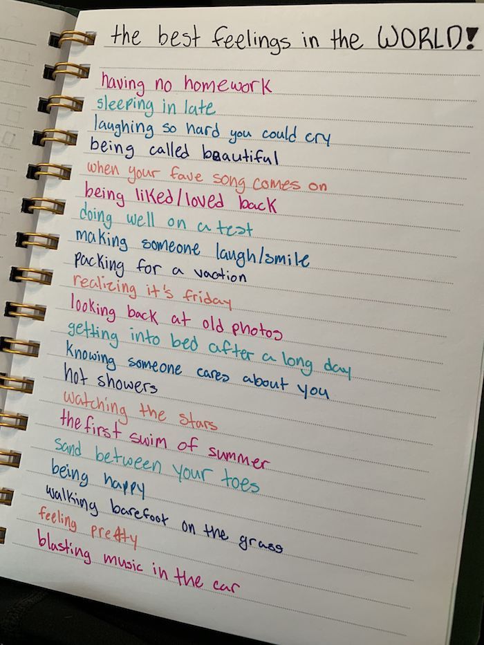 the best feelings in the world written on a notebook