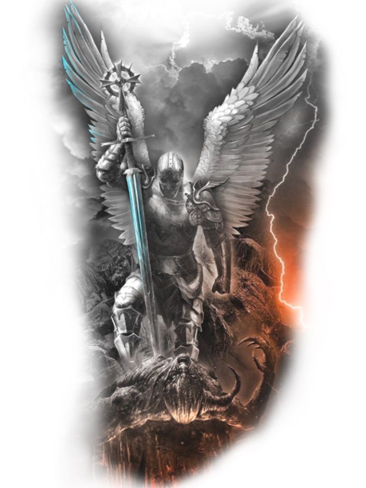 Angel Tattoo Arm, Tattoo Warrior, Dark Angel Tattoo, Angel Warrior Tattoo, Guardian Angel Tattoo Designs, Warrior Tattoo Sleeve, Ancient Art Tattoo, Guardian Angel Tattoo, Scandinavian Tattoo