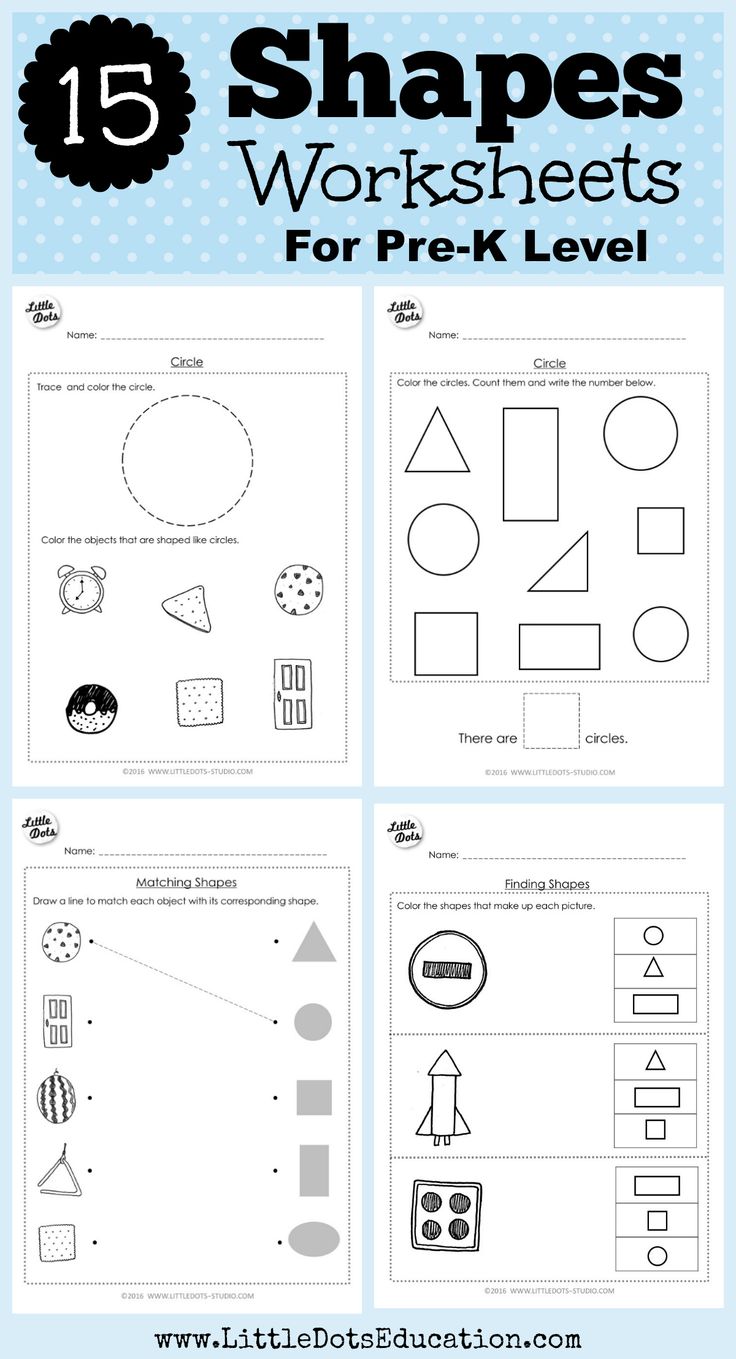 Pre-K Math Shapes Worksheets and Activities | Shapes worksheet ...