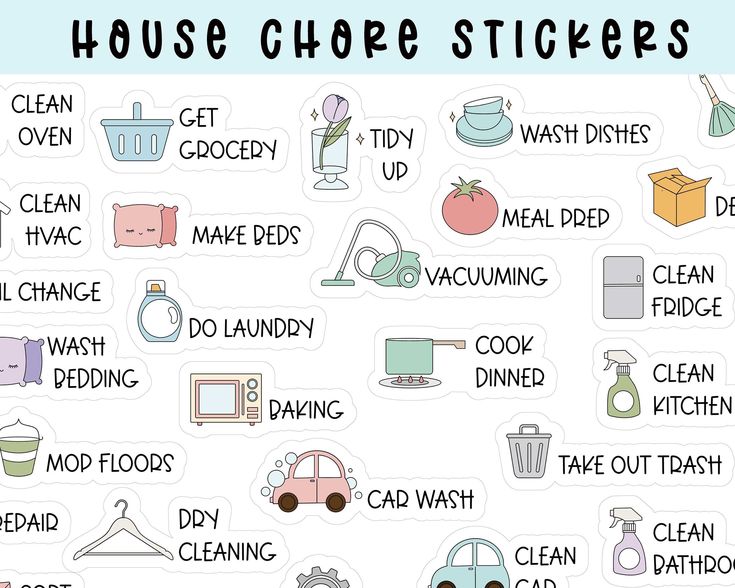 House Chore Goodnotes Stickers Personal Chore Digital Stickers Home ...