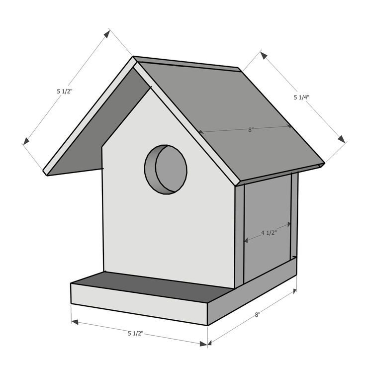 a bird house with measurements for the roof