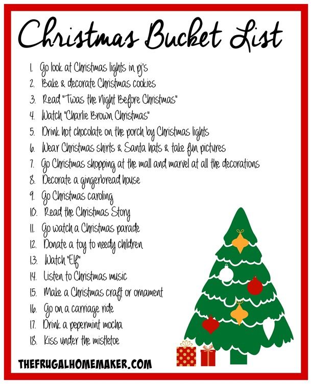 Christmas bucket, Christmas countdown, Christmas bucket list