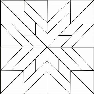 a black and white image of a quilt block with four diagonals in the center