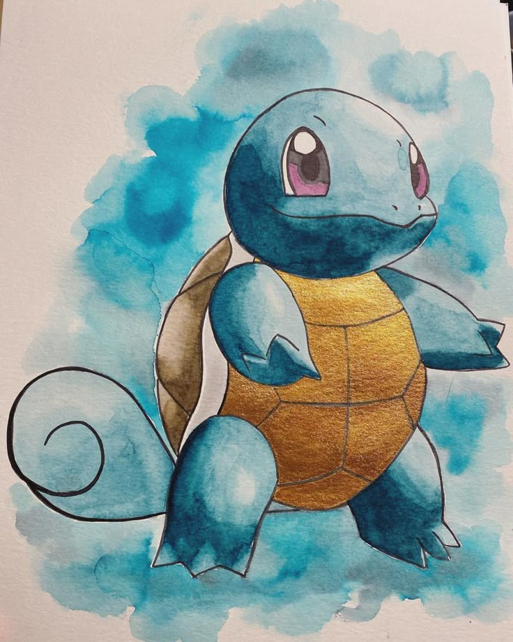 Watercolor Squirtle | Watercolour drawings, Pokemon dragon, Cute ...