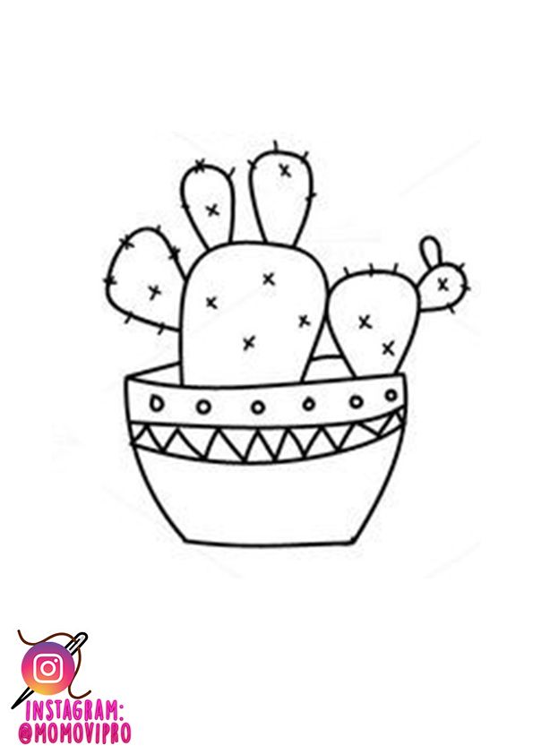 a drawing of a cactus in a pot