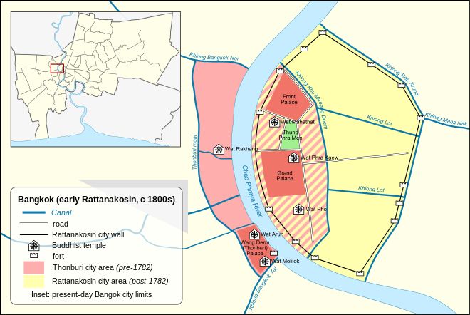 a map showing the location of bangkok's metro area and its surrounding areas in red