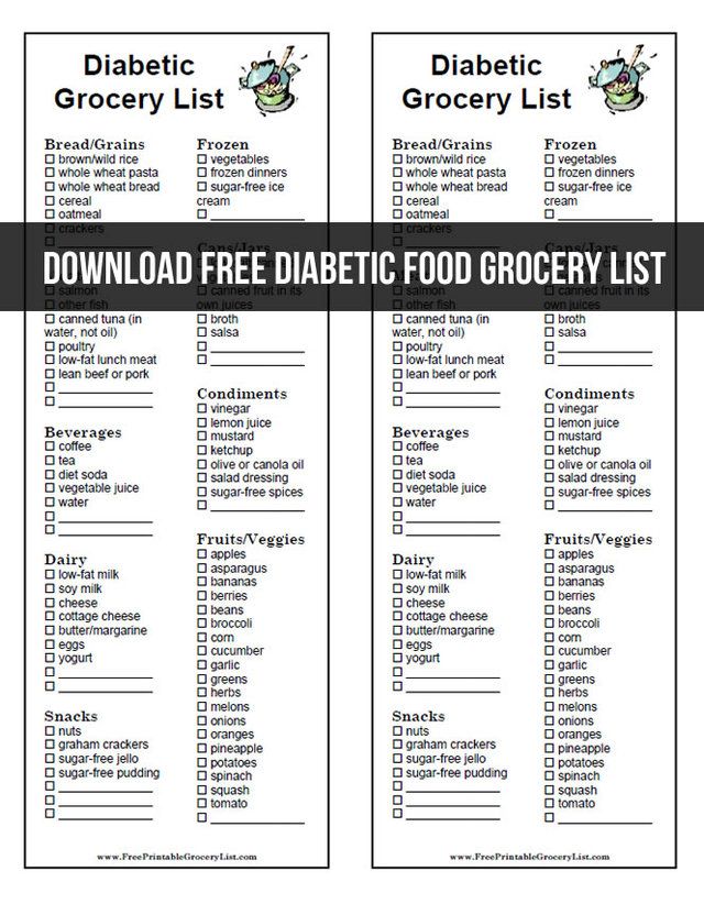 Download Free Diabetic Food Grocery List Diabetic diet Diabetic 