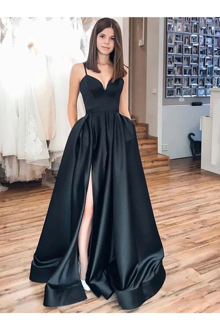 Black Satin Prom Dress, Long Black Dress Formal, Simple Prom Dress Long, School Dance Dresses, 파티 드레스, Custom Prom Dress, Black Dress Formal, Black Prom Dress, Black Prom